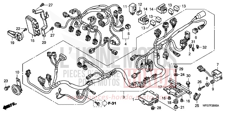 WIRE HARNESS for CB600F Hornet PEARL AMBER YELLOW (Y200) from 2007